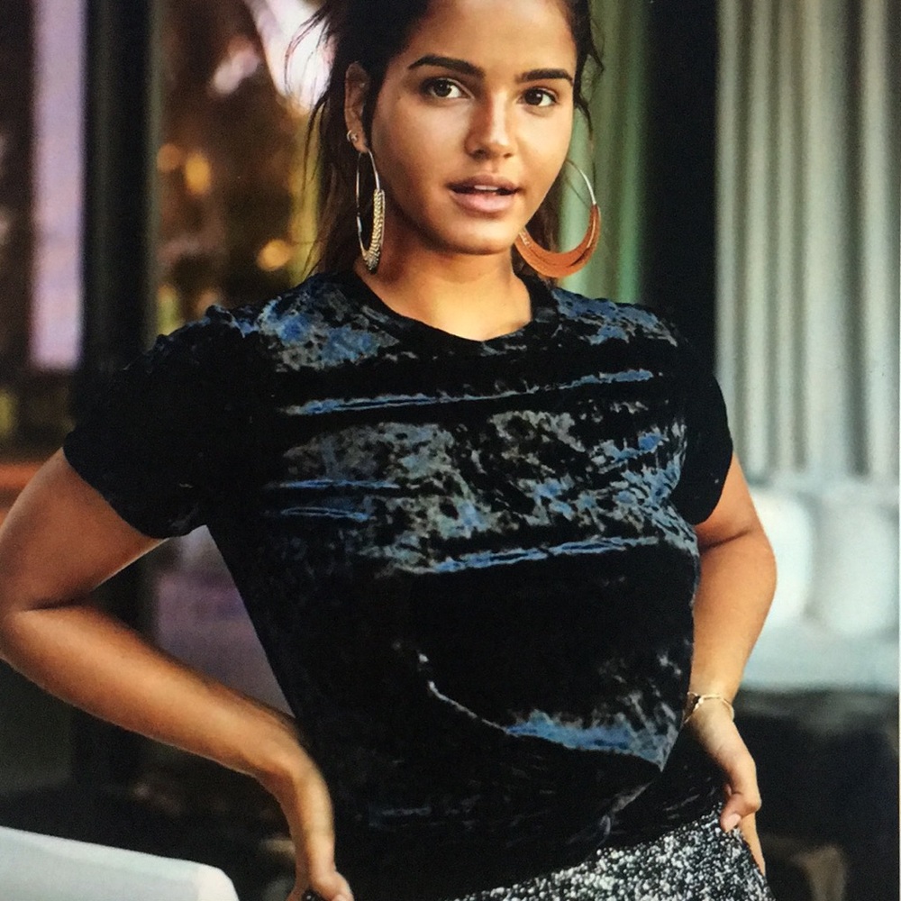 Fifteen Twenty Black velvet twist top